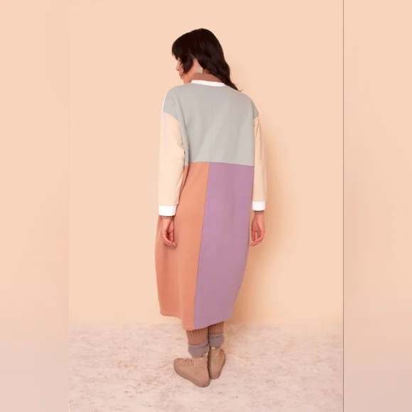 L.F. MARKEY Anders Pastel Patchwork Fleece Sweatshirt Dress S/M - Picture 3 of 10
